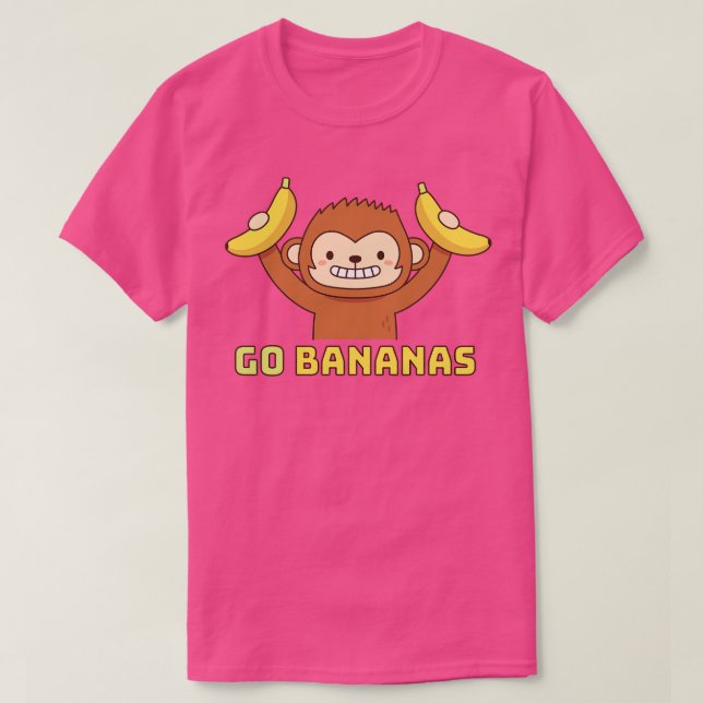 Cute Monkey Go Bananas Doodle T-Shirt (Design Front)