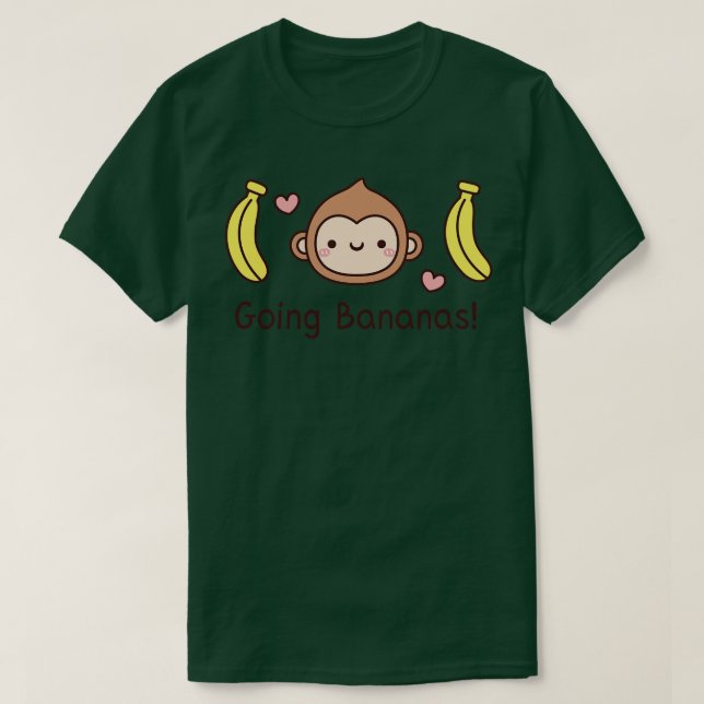 Cute Monkey Going Bananas Funny T-Shirt (Design Front)