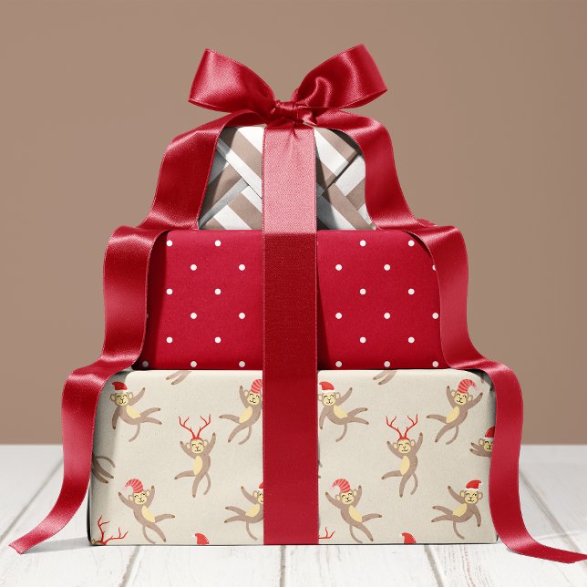 Cute Monkey Holiday Christmas Wrapping Paper Sheets (Creator Uploaded)
