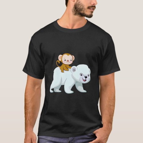 Cute Monkey_Ice Bear Hybrid Design T_Shirt