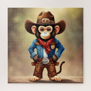Cute monkey in a cowboy costume jigsaw puzzle