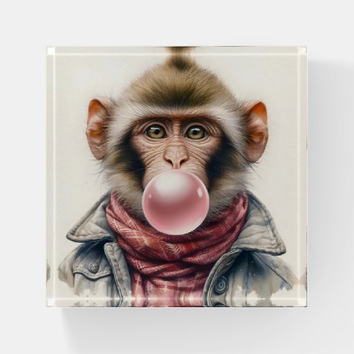 Cute Monkey In Scarf and Jacket Bubble Gum Paperweight