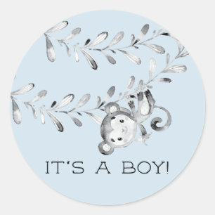 Cute Monkey It' a Boy Favor Sticker