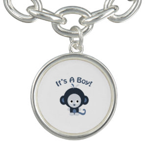 Cute Monkey - It's a boy! Charm Bracelet