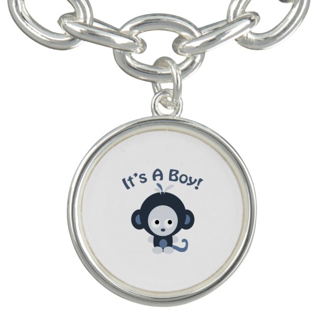 Cute Monkey - It's a boy! Charm Bracelet (Design)