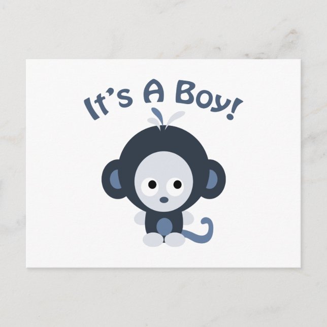 Cute Monkey - It's a boy! Postcard (Front)