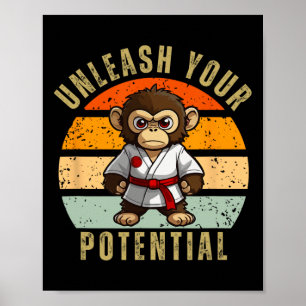 Cute Monkey Japanese Self Defence Karate Poster