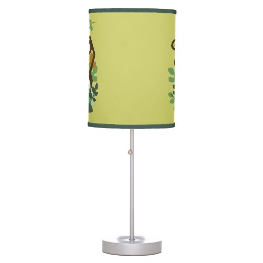 Cute Monkey Jungle Green/Brown Nursery Lamp (Front)