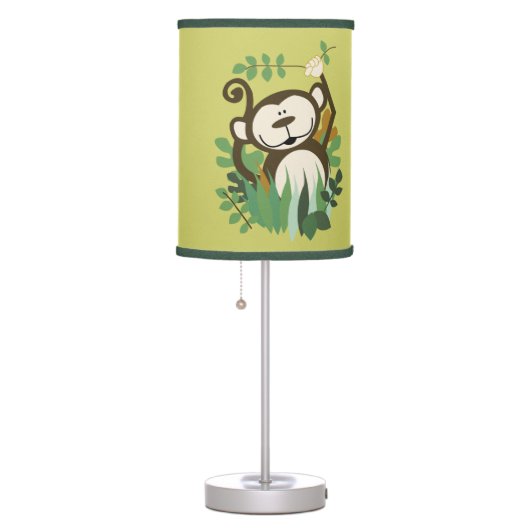 Cute Monkey Jungle Green/Brown Nursery Lamp (Right)