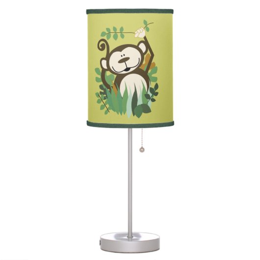 Cute Monkey Jungle Green/Brown Nursery Lamp (Left)