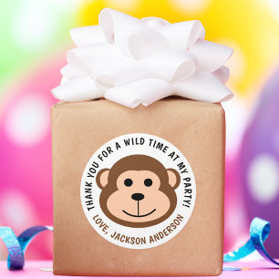 Cute Monkey Jungle Safari Animal Kids Birthday Classic Round Sticker