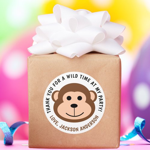 Cute Monkey Jungle Safari Animal Kids Birthday  Classic Round Sticker