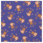 Cute Monkey Kids Baby Nursery Blue Fabric
