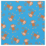 Cute Monkey Kids Baby Nursery Blue Fabric