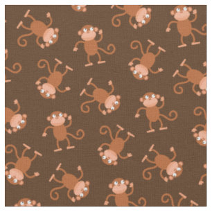 Cute Monkey Kids Baby Nursery Brown Fabric
