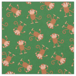 Cute Monkey Kids Baby Nursery Green Fabric