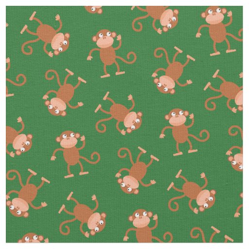 Cute Monkey Kids Baby Nursery Green Fabric