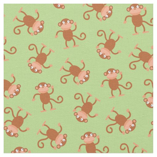 Cute Monkey Kids Baby Nursery Light Green Fabric