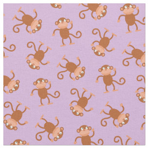 Cute Monkey Kids Baby Nursery Light Purple Fabric