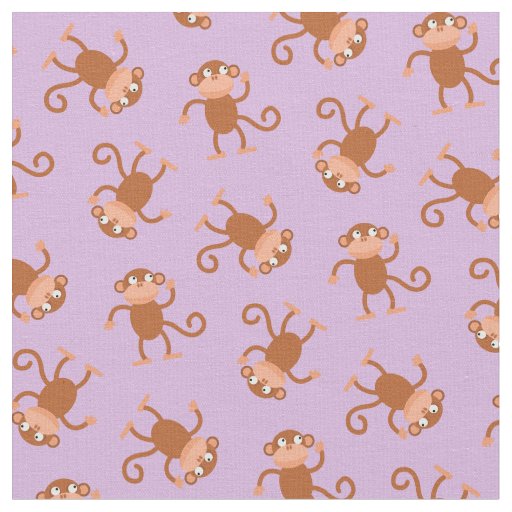 Cute Monkey Kids Baby Nursery Light Purple Fabric