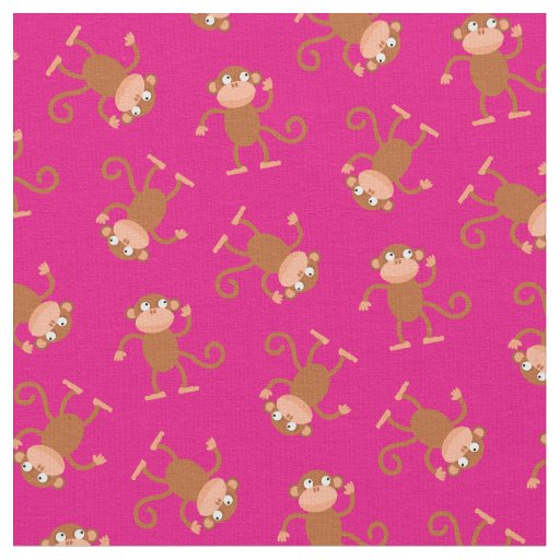 Cute Monkey Kids Baby Nursery Pink Fabric