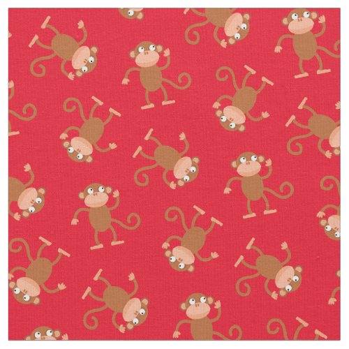 Cute Monkey Kids Baby Nursery Red Fabric