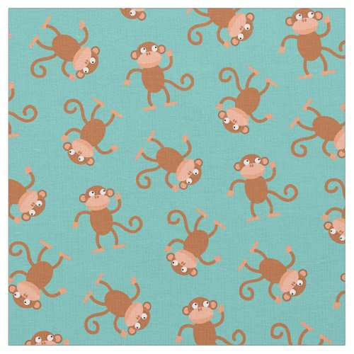 Cute Monkey Kids Baby Nursery Teal Fabric