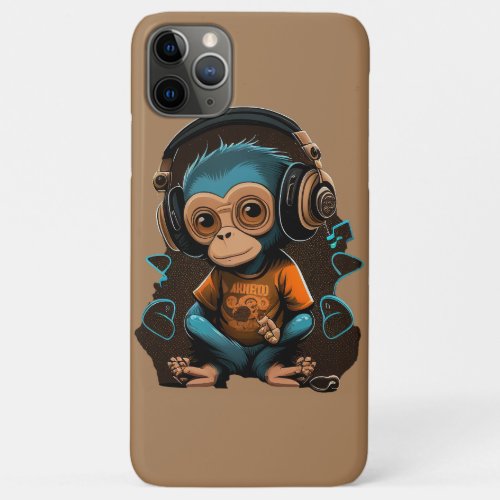Cute Monkey Listening Music Music Immersed Monkey iPhone 11 Pro Max Case