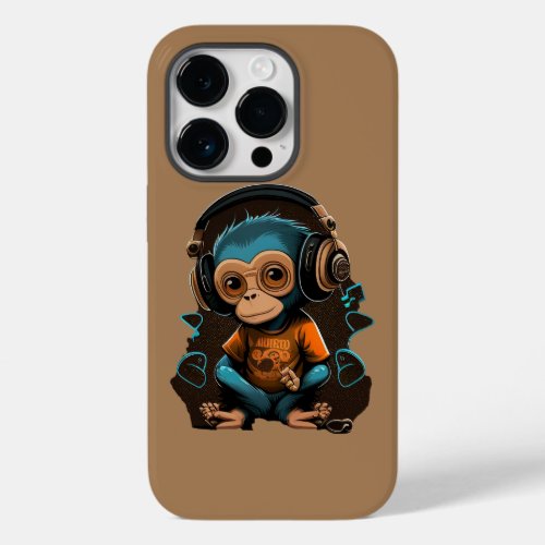 Cute Monkey Listening Music Music Immersed Monkey Case_Mate iPhone 14 Pro Case