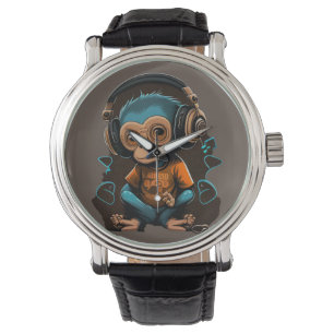 Cute Monkey Listening Music, Music Immersed Monkey Watch