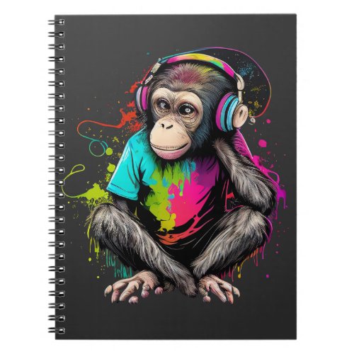 Cute Monkey Listening Music Music Obsessed Monkey Notebook