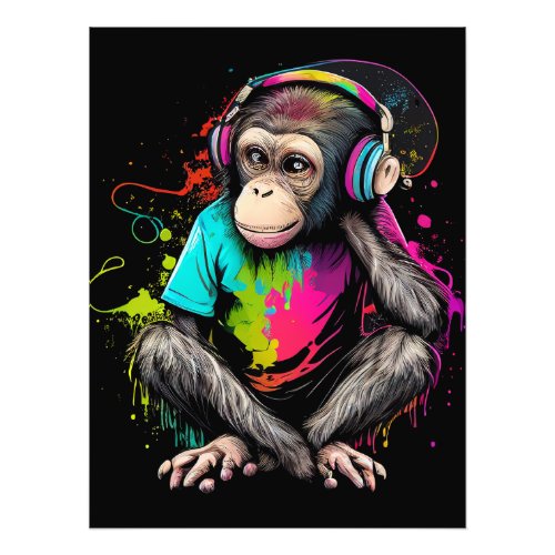 Cute Monkey Listening Music Music Obsessed Monkey Photo Print