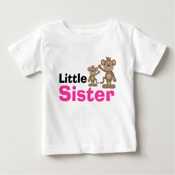 Cute Monkey Little Sister Baby T-shirt by WhimsicalPrintStudio at Zazzle