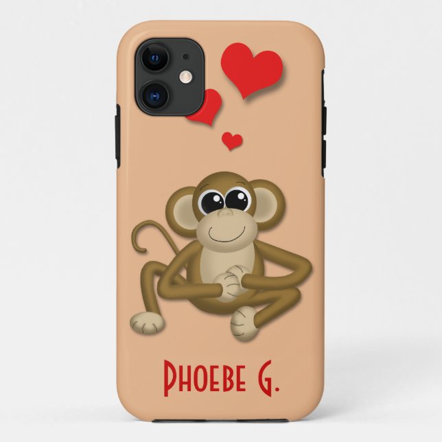 Cute Monkey Love Personalized iPhone 5 Case (Back)
