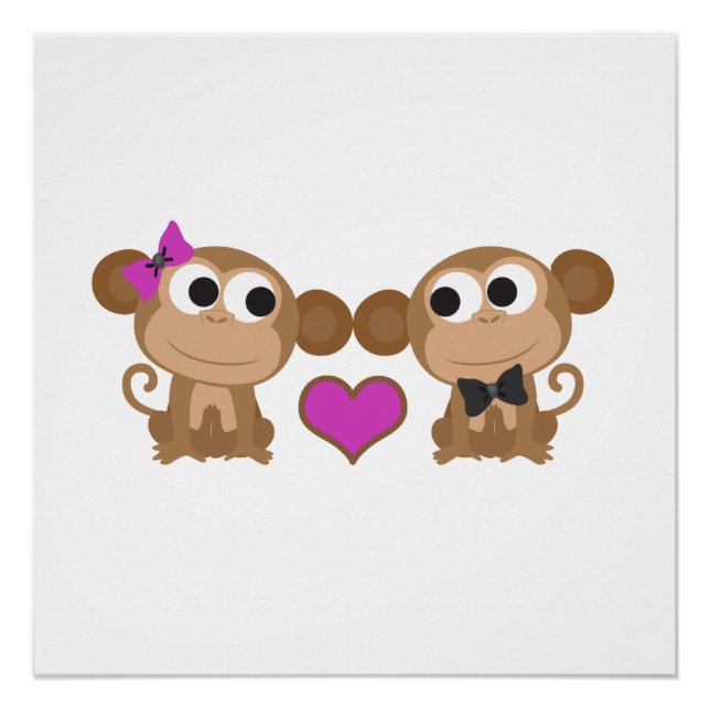 Cute Monkey Love Poster (Front)
