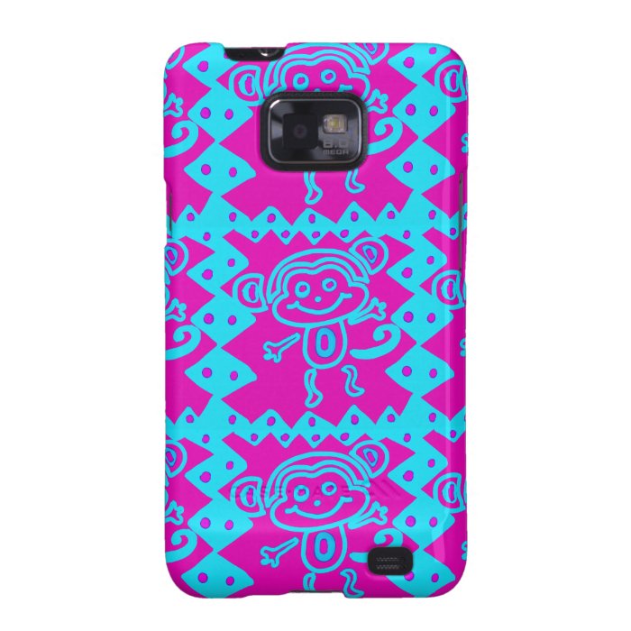 Cute Monkey Magenta Teal Animal Pattern Kids Gifts Galaxy SII Cover