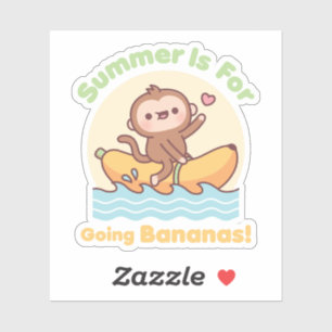 Cute Monkey On Banana Boat Summer is For Going Ban Sticker