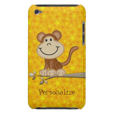 Cute Monkey On Branch Personalized Ipod Touch Case
