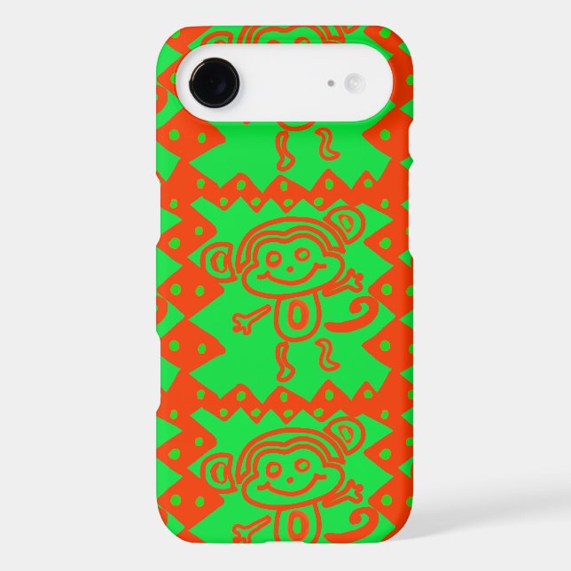 Cute Monkey Orange Green Animal Pattern Case-Mate iPhone Case (Back)