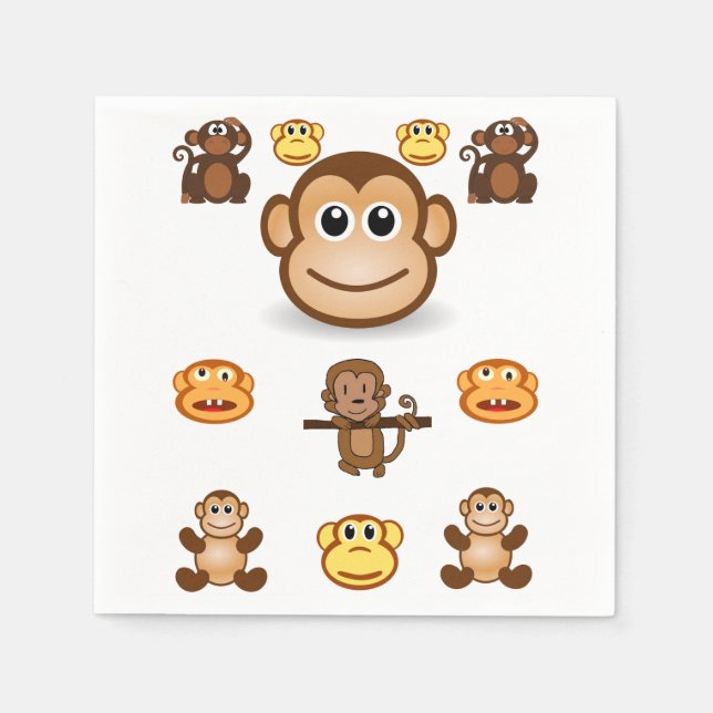 Cute Monkey Paper Napkin (Front)