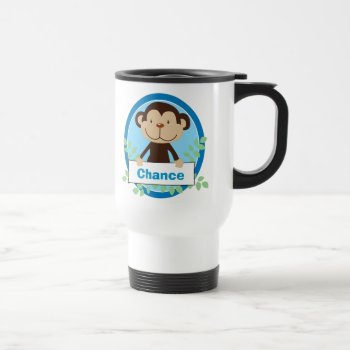 Cute Monkey Personalized Travel Mug Cup by allpetscherished at Zazzle