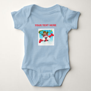 Cute Monkey Pilot Cartoon Airplane Custom Name Baby Bodysuit