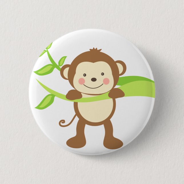Cute Monkey Pinback Button (Front)