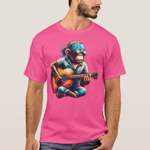 Cute Monkey Playing Guitar Monkeys Musician Music T-Shirt