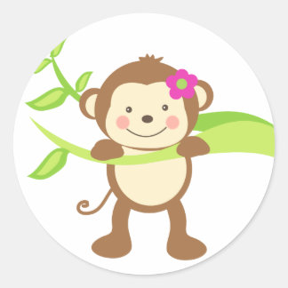 Cute Monkey.png Classic Round Sticker