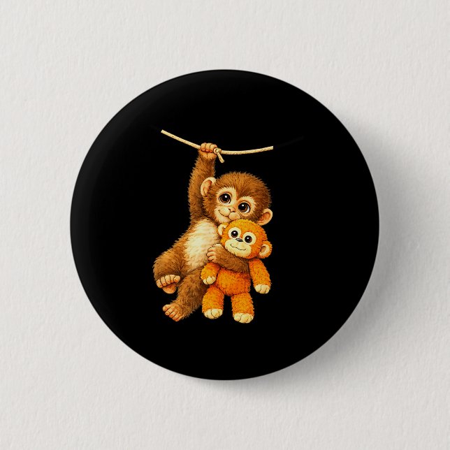 Cute monkey punch baby  button (Front)