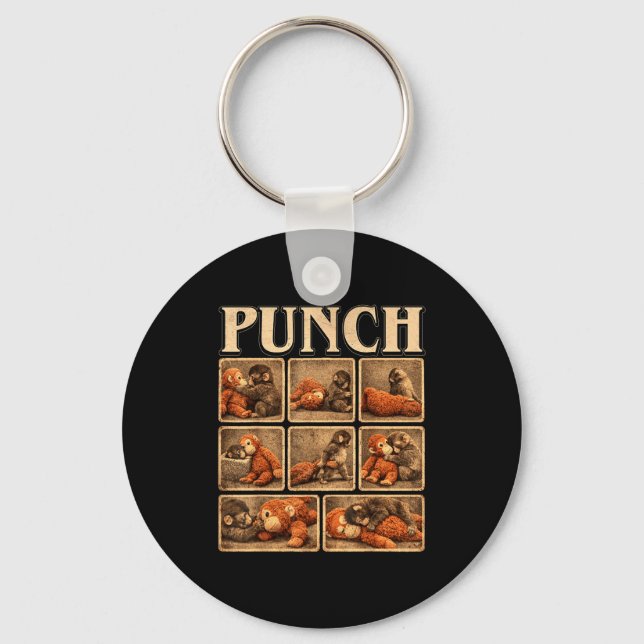 Cute monkey punch baby  keychain (Front)