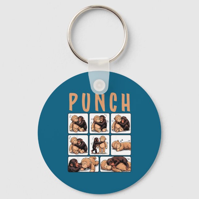 Cute monkey punch  keychain (Front)
