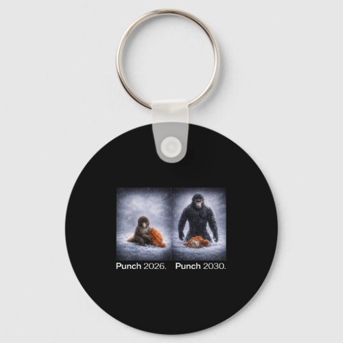 Cute monkey punch meme funny animal design keychain
