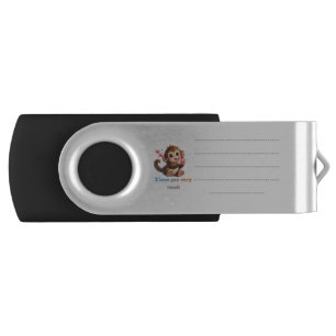 Cute Monkey Romantic Quote Illustration Flash Drive